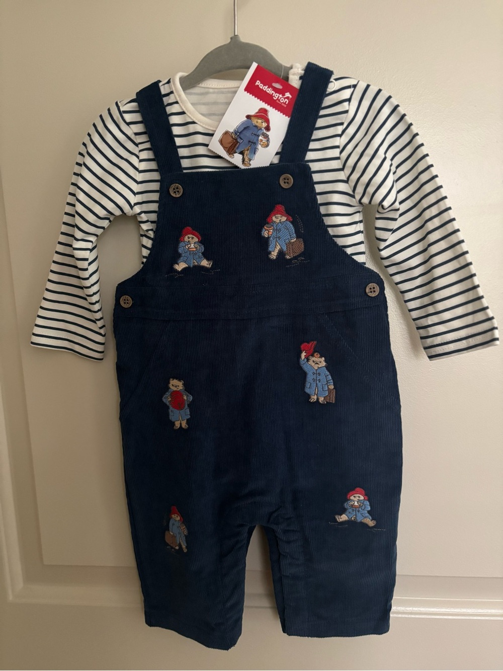 Paddington Corduroy Overalls & Striped Onesie - Kids